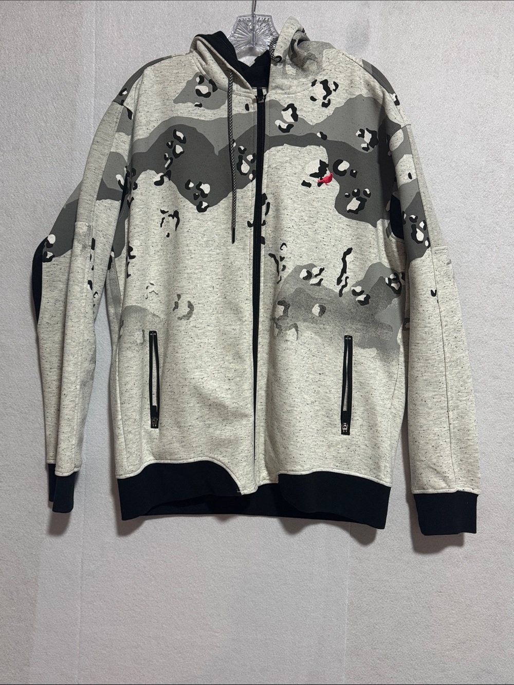 Staple Men's Streetwear Pigeon Zip-Up Hoodie in Light Gray Camo with Black Trim